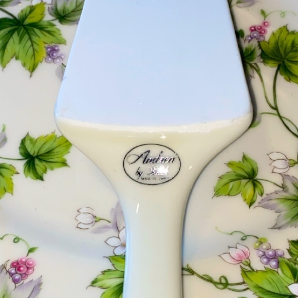 🆕-Never Used Andrea By Sadek Fine Porcelain Cake Plate/Server Set - Picture 5 of 5